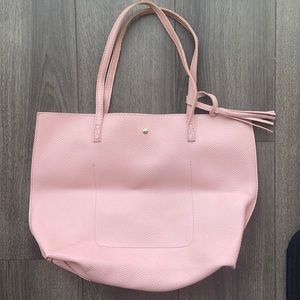 Pink Faux Leather Tote